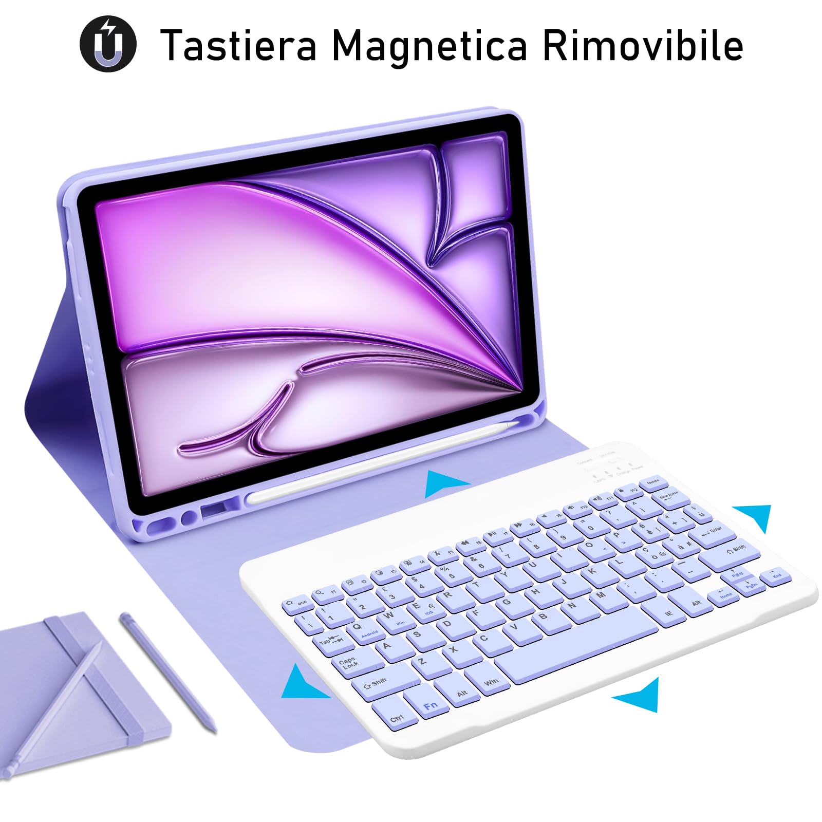 Tastiera Bluetooth Per IPad Air 11" - Custodia Con Supporto Pencil, Italiana QWERTY - Foto 4