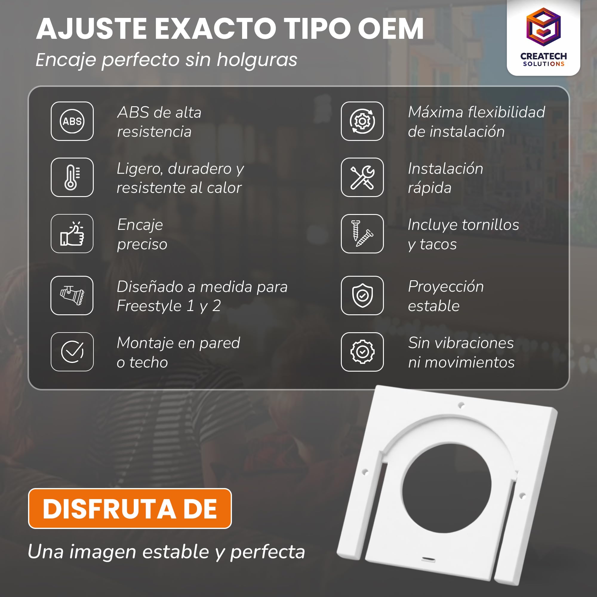 Soporte Para Proyector Compatible con Samsung Freestyle 1-2-3/ Soporte Pared y Techo Para Proyector/ Estante Para Modelo Freestyle 1-2-3 Pared o Techo 1 Unidad Freestyle Cuadrado (Blanco)