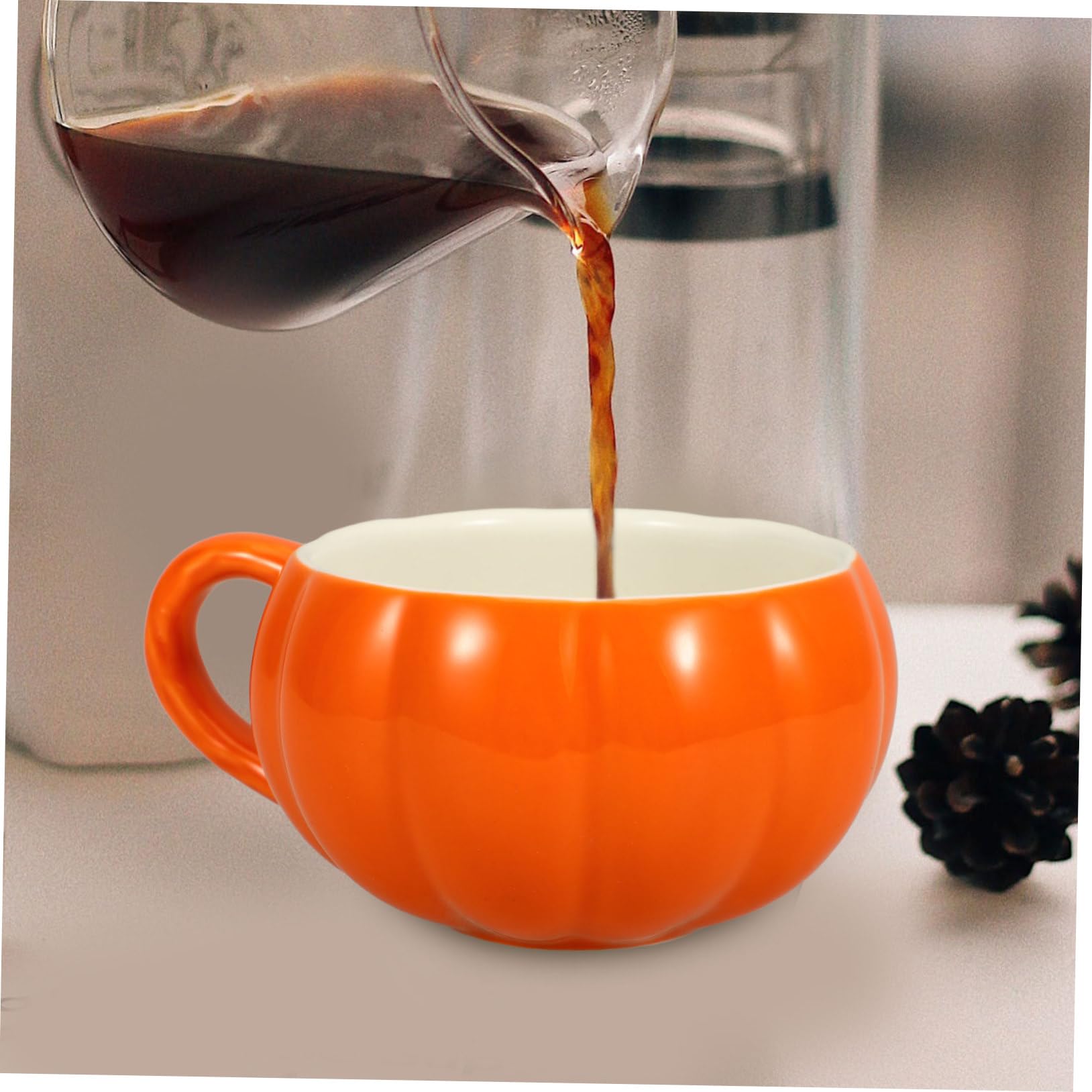 COLLBATH Pumpkin Cup Decorative Ceramic Mug Hot Coffee Mug Halloween Water Cup Ceramic Cup Handle Milk Cup Ceramic Water Mugs Desktop Coffee Mug Halloween Mugs Home Coffee Mug Pumpkin Mug
