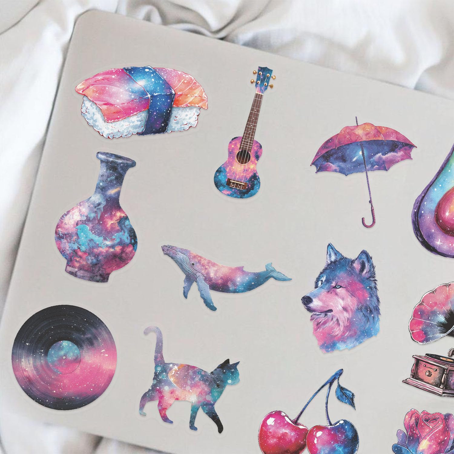 50 Pcs Starry Sky Stickers Laptop Car Scrapbook Phone Skateboard Suitcase Luggage Bike Starry PET Vinyl Waterproof Aesthetic Personalised Stickers for Teens Boys Girls Adults - Image 2
