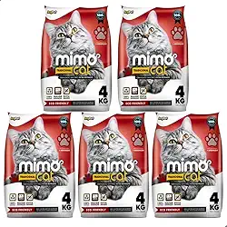 Kit 5 Areia Higiênica Sanitária Mimo Cat Tradicional Grãos Médios Para Gatos 4kg Premium Natural Argila