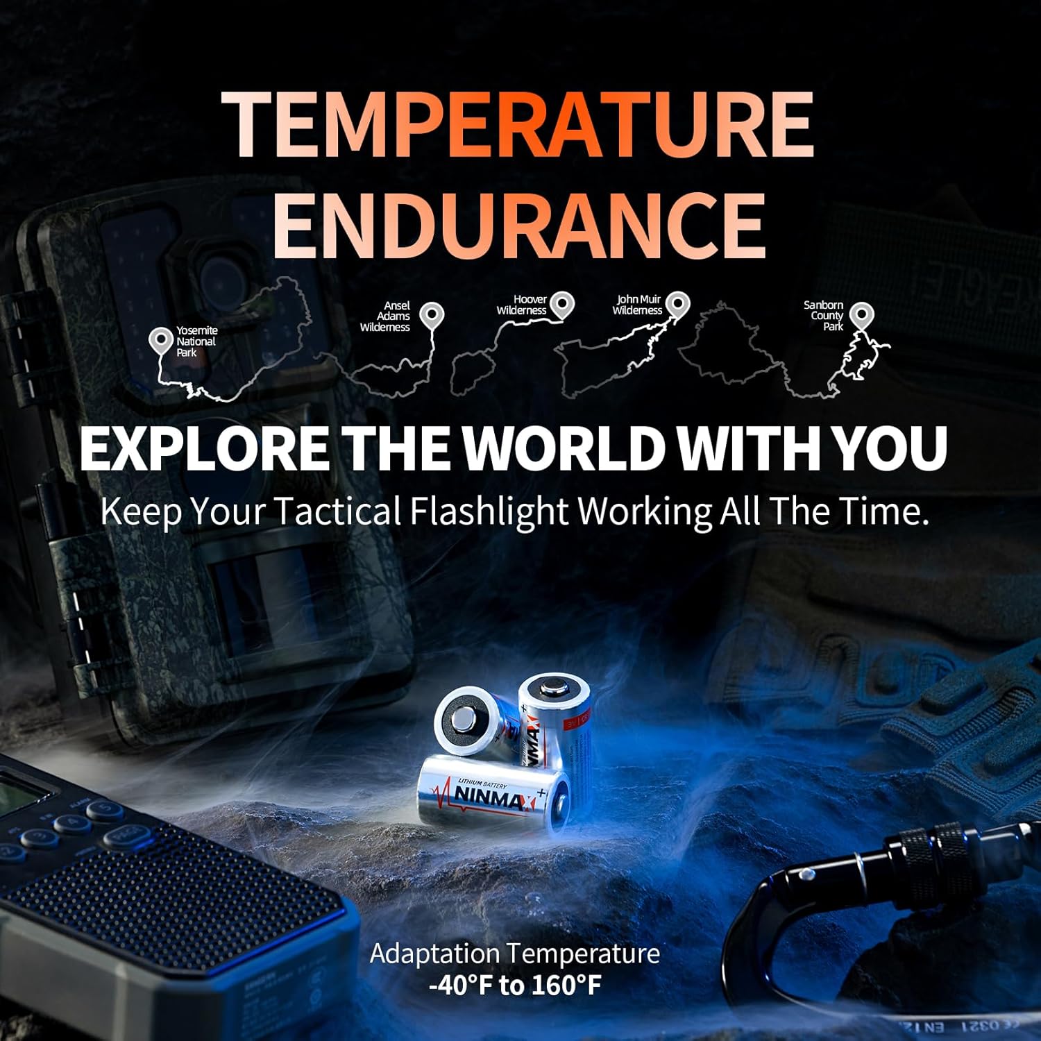 NINMAX® CR123A 3V Lithium Battery 24 Pack, No.1 1700mAh 3 Volt High Power 123A Lithium Batteries for High-Intensity Flashlights, Home Safety and Security, and More