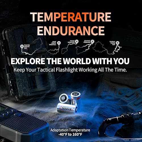 Miniatura 5 de NINMAX Batería de litio de 3V CR123A, paquete de 24 baterías