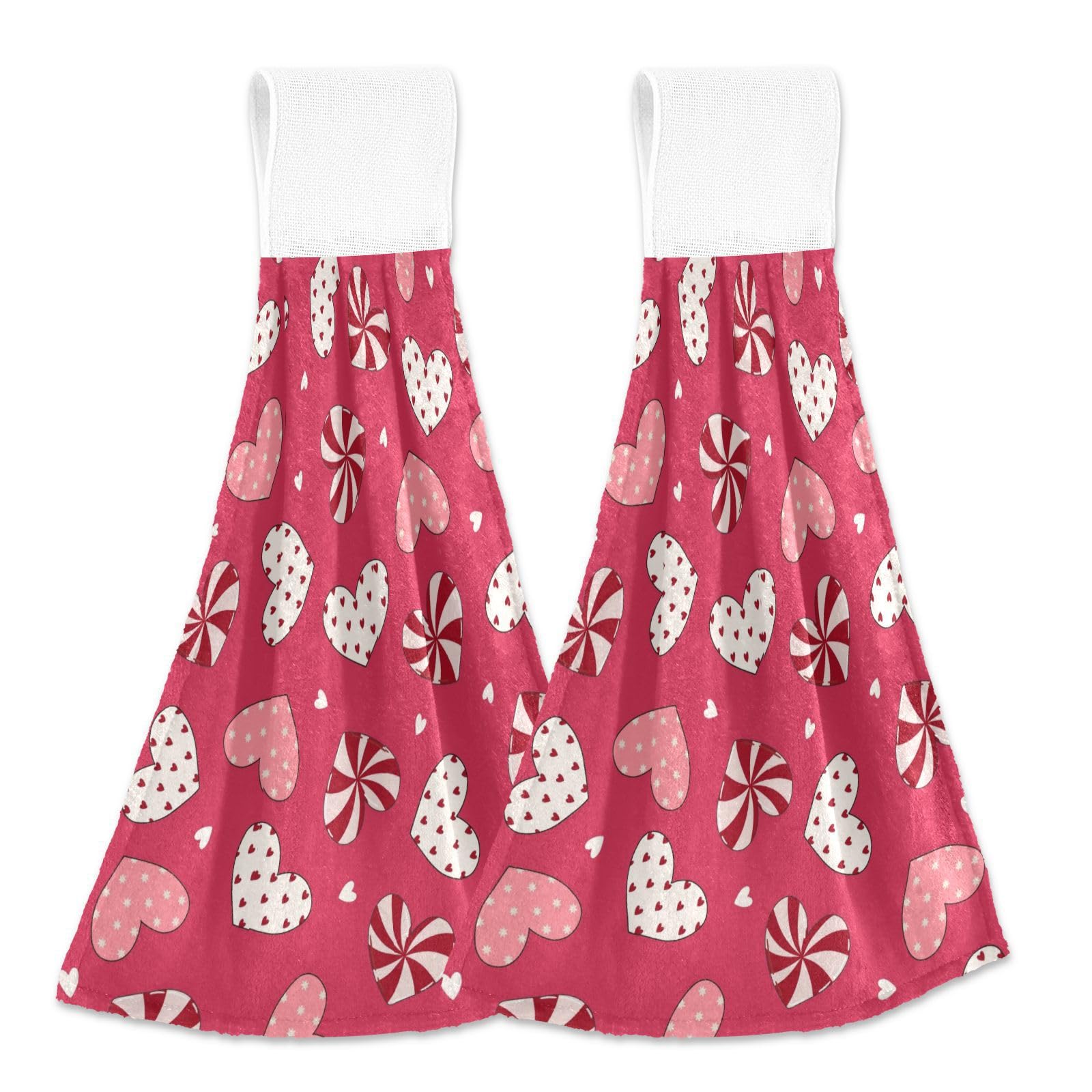 Boccsty Groovy Valentine's Day Love Hearts Hanging Kitchen Towels 2 Pieces Dish Tie Towels Hand Towel Bathroom Towels for Farmhouse