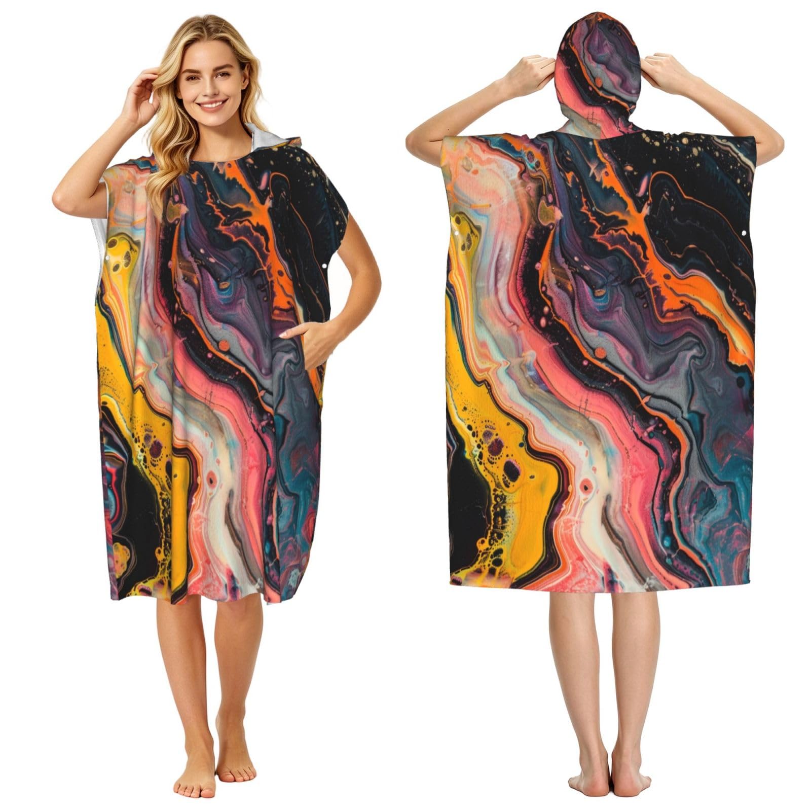 DTHKJNLSF Color Adult Hooded Beach Poncho Towel