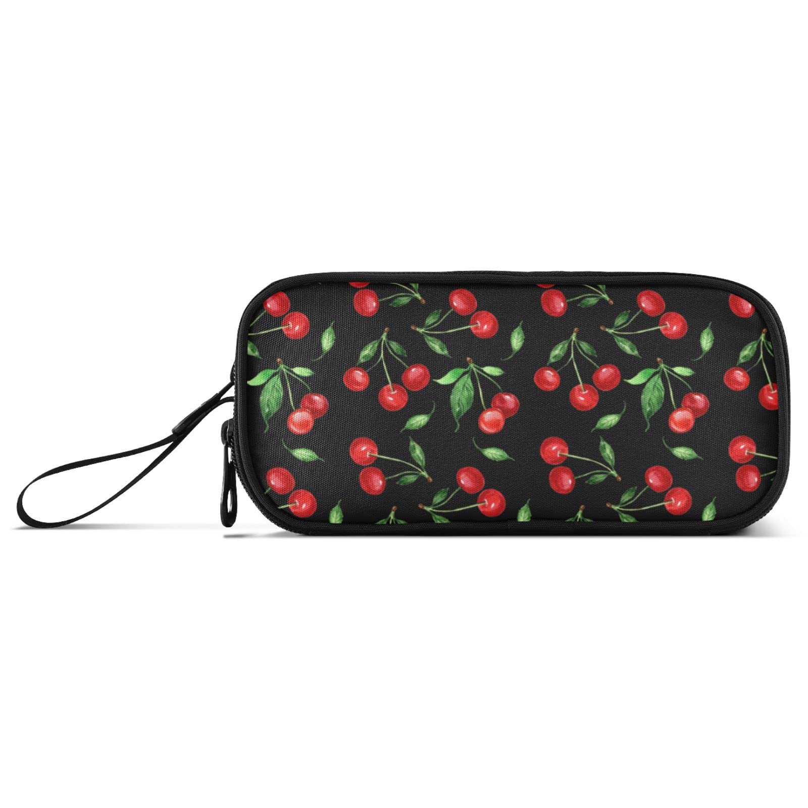 Fisyme Fruit Cherry Pencil Case Large Capacity Pen Box Makeup Pouch Holder Organizer Stationery Bag for School Office College Traval Adults