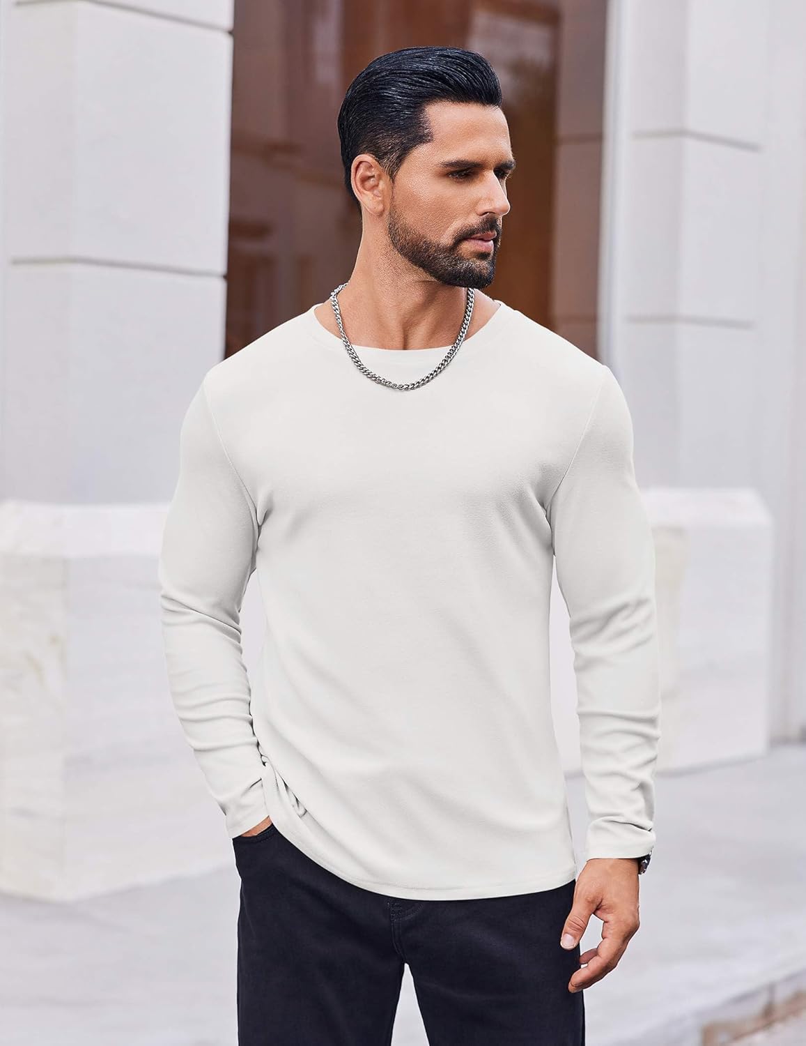 COOFANDY Thermal Shirts for Men Heavyweight Long Sleeve T Shirt Casual Basic Shirts Stretch Crew Neck Undershirts - Image 2