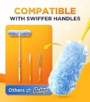 Vista 5 de Recargas de plumero resistentes para Swiffer Duster, 20 unidades de recargas de plumero con 1 asa, plumeros multisuperficie de 360° con 4
