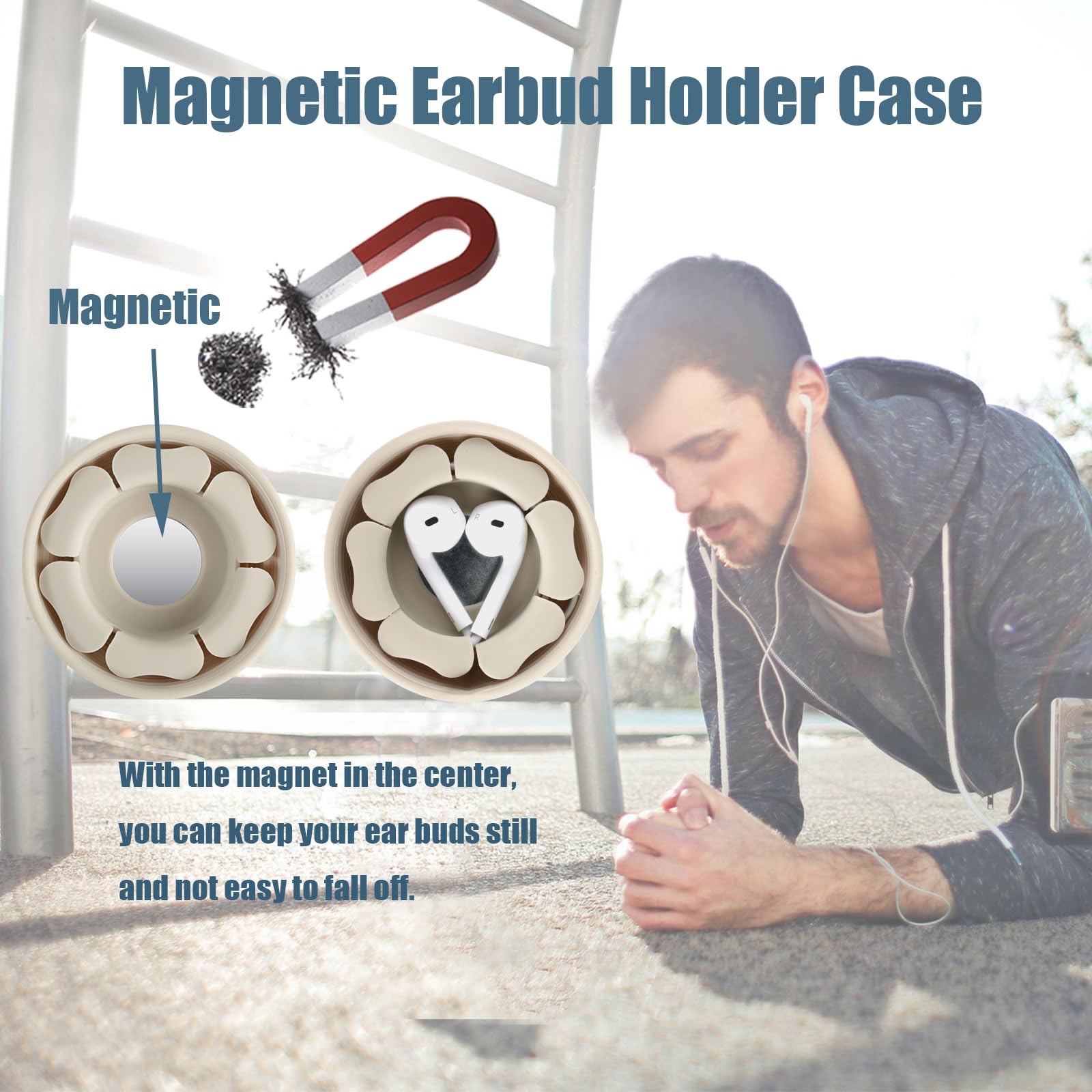 MAIRUI Wired Earbud Case 3 Pack Earphone Headphone Cord Organizer Earbuds Wrap Soft Silicone Magnetic Holder Storage Tangle Free Cable Winder(Beige/Pink/Green)