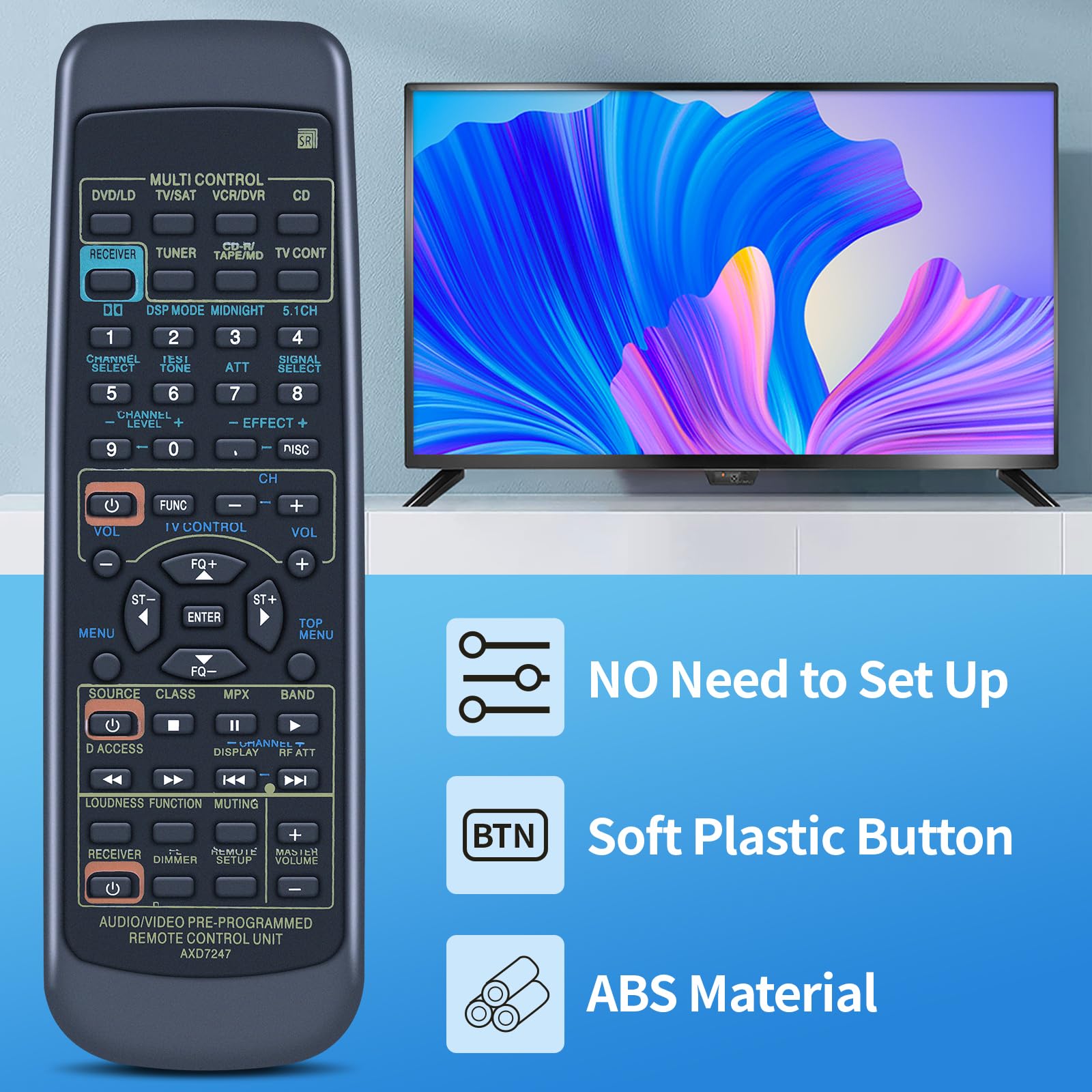 Remote Control AXD7247 Replace for Pioneer AV Receiver