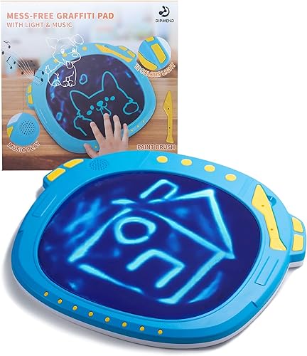 Miniatura 1 de DIPMEND Tablero de garabatos para niños tableta de pintura de dedos sin desorden con luz y música tablero de graffiti educativo de aprendizaje