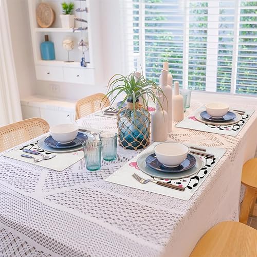Miniatura 8 de Cute Panda Design Placemats Set of 4 Table Mats Washable Placemat Waterproof Place Mats for Party Home Dining Table Decor 18x12 in