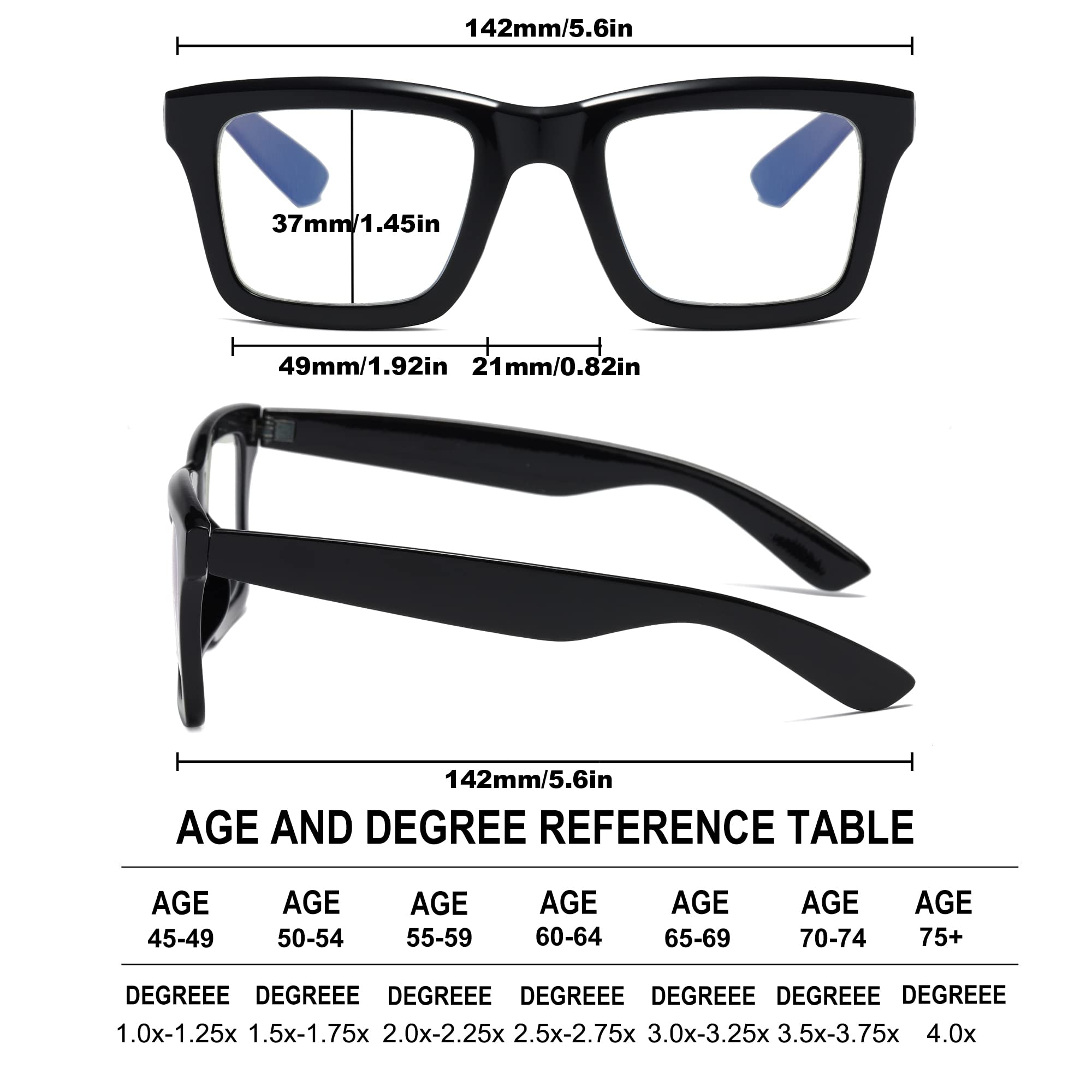 ZXYOO 4 Pack Oprah Style Reading Glasses for Women Men Blue Light Blocking Computer Square Metal Spring Readers+0.50