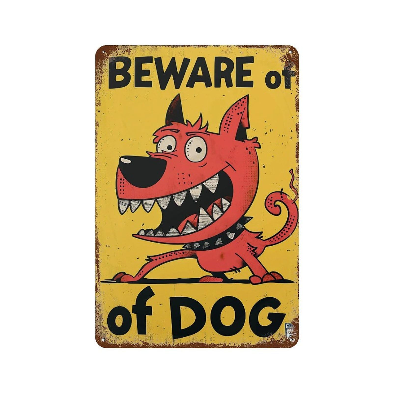 FHUYEURHRY Beware of Dog 04 Wall Decor Retro Iron Vintage Art Metal Tin Sign Poster Modern Home Cofffee Club Art Bar Shop Decorations Style-35 30x20cm