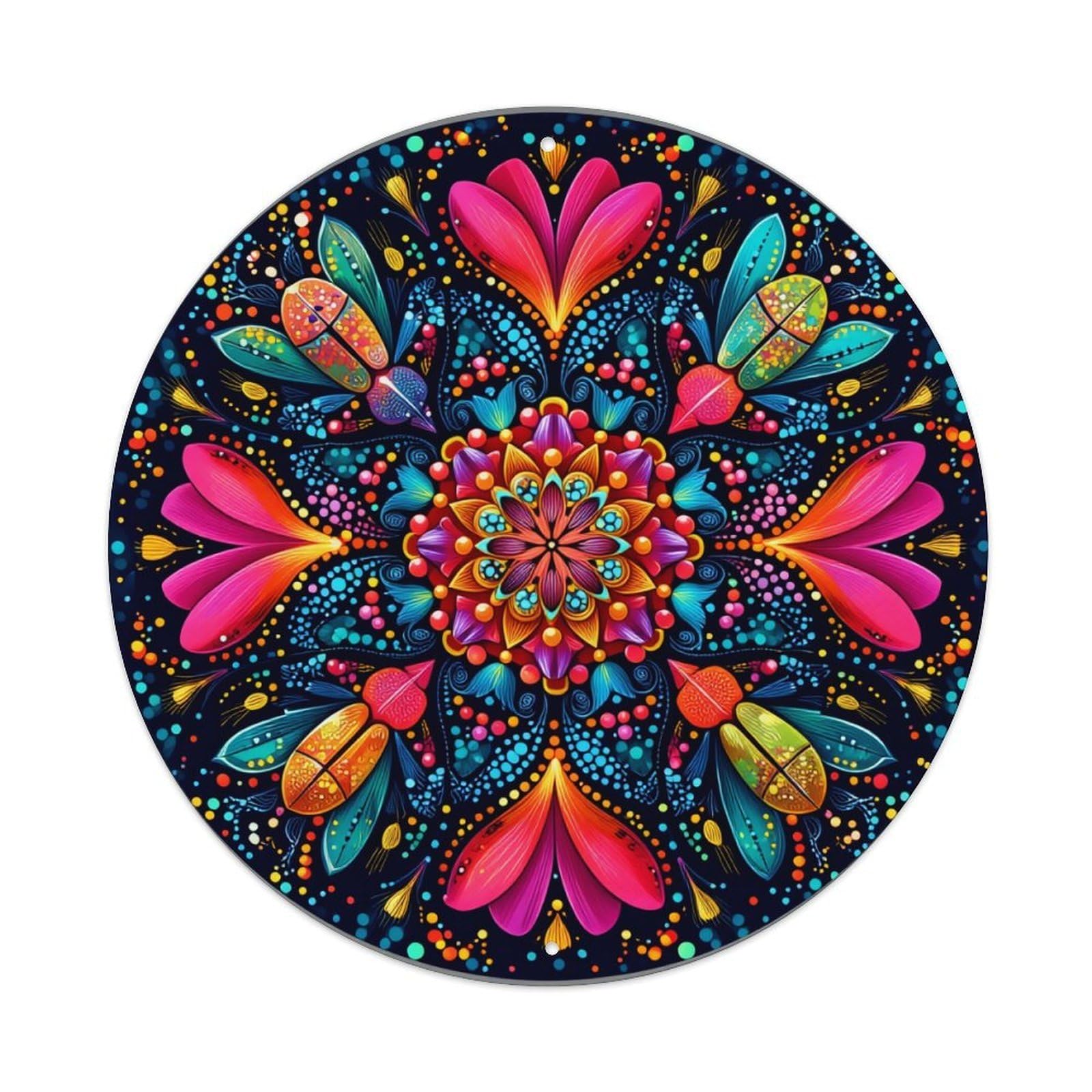 Colorful Floral Mandala Pattern Art Retro Metal Tin Sign, Vintage Metal Poster for Bar, Home, Man Cave, Kitchen, Laundry Room Art Decor 8x8 Inch