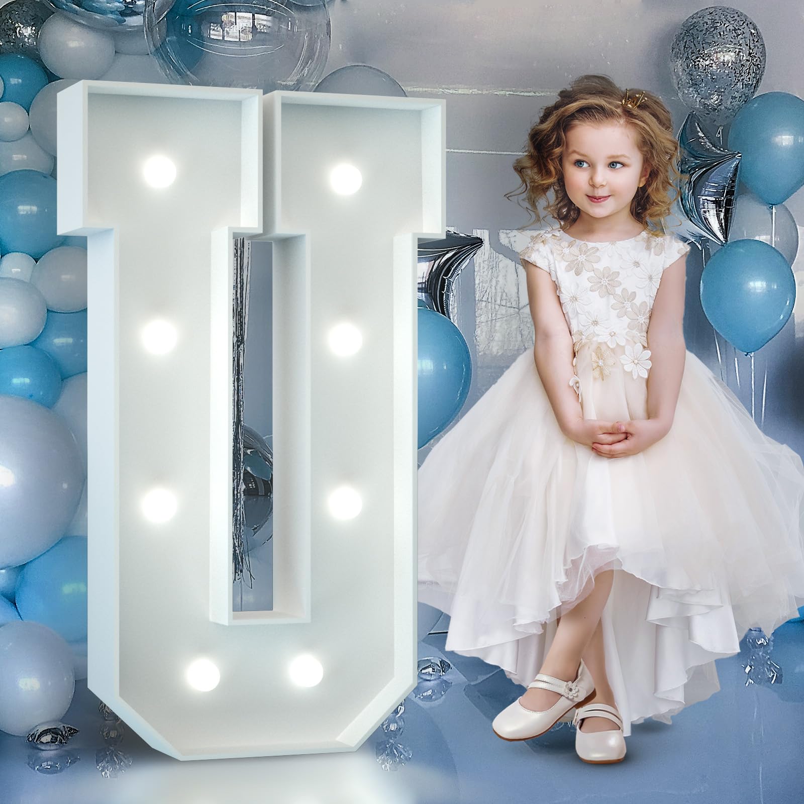 4FT Light Up Numbers Birthday Decoration Large Marquee Numbers 1 for 1st 18th 21st Birthday Party Decor Wedding, Big Number Frame Foam Cardboard Mosaic Arch Stand Pre-Cut Numbers — view 67