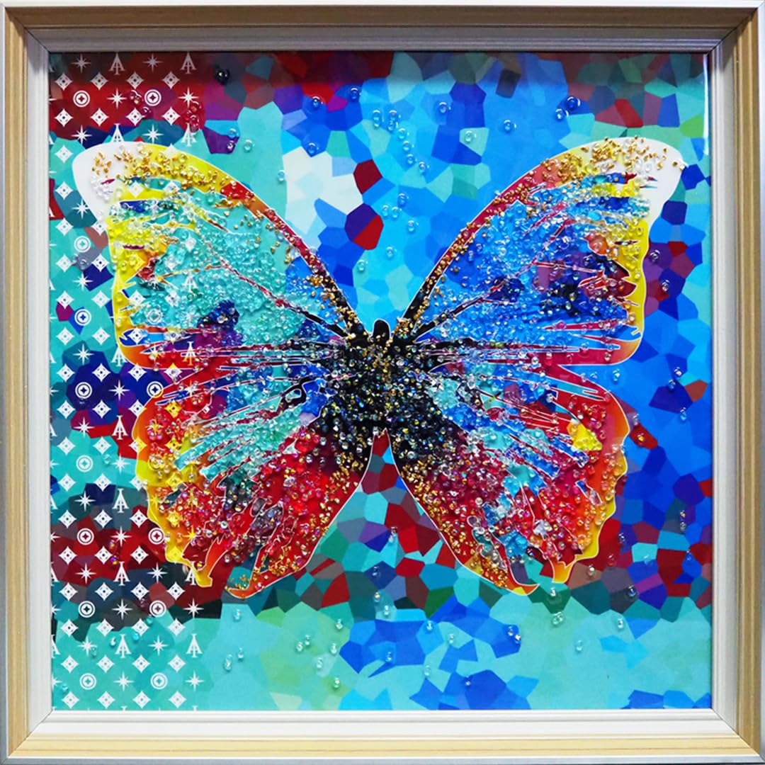 Amazon.co.jp: クリスタルアート パピヨンブルー 44x44cm バタフライ