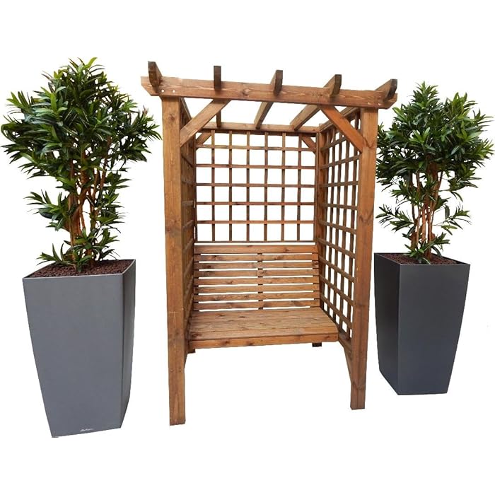 Buy WOODEN GARDEN FURNITURE THREE SEATER ARBOUR PAGODA TRELLIS SEAT AND