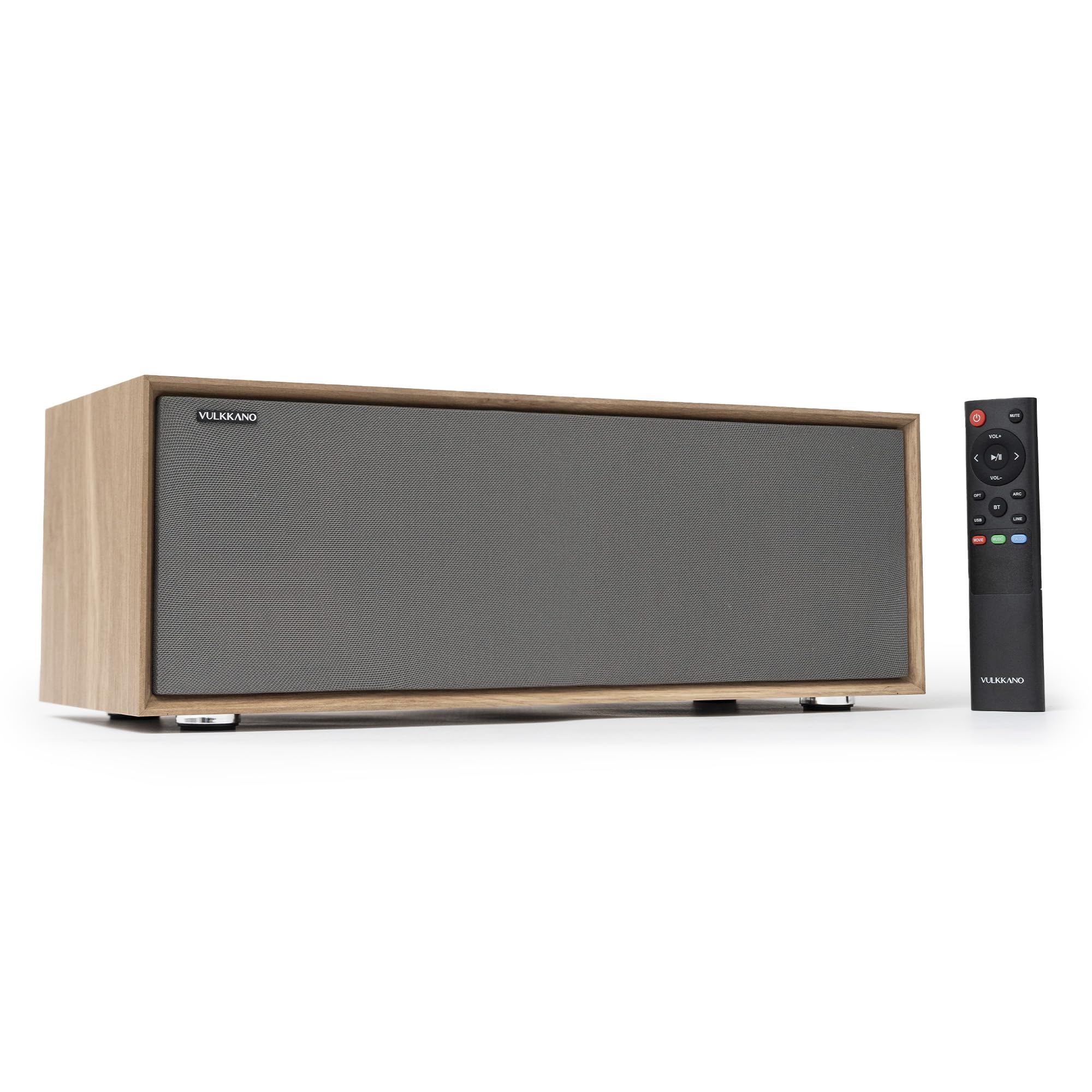 VULKKANO T50 ARC Aktywny Głośnik Stacjonarny o mocy 50 W, 4-calowy dwururowy głośnik niskotonowy, HDMI ARC, Bluetooth 5.0, RCA, AUX, USB, wyjście na subwoofer, pilot, Głośnik do Telewizora, Brązowy