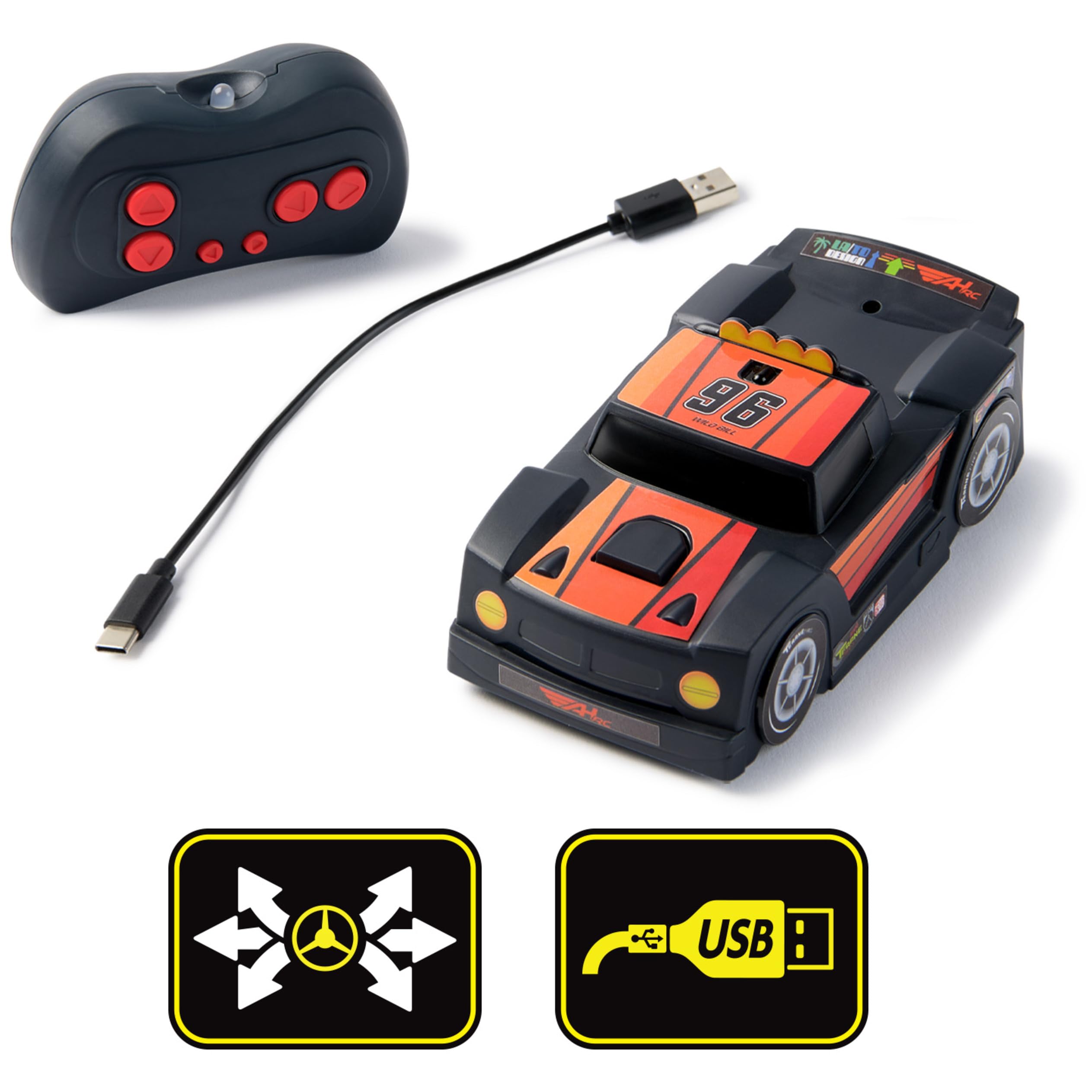 Air Hogs, Zero Gravity Racing Wall Climber, camion da parete ricaricabile USB-C, auto RC per interni, da oltre 4 pollici, giocattoli per bambini dai 4 anni in su