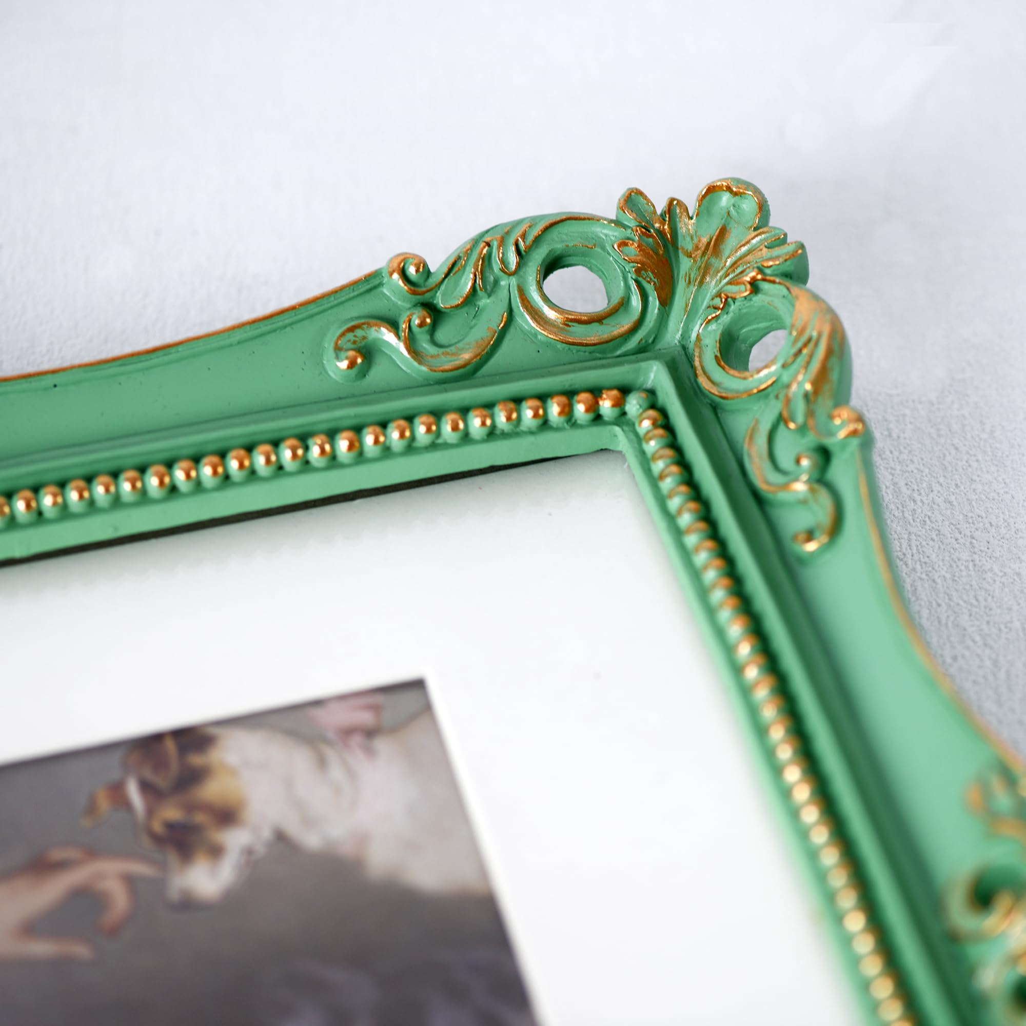 Funerom 11x14 Vintage Picture Frames with Glass Front, Ornate Frame, Antique Photo Frames for Tabletop or Wall Hanging Green