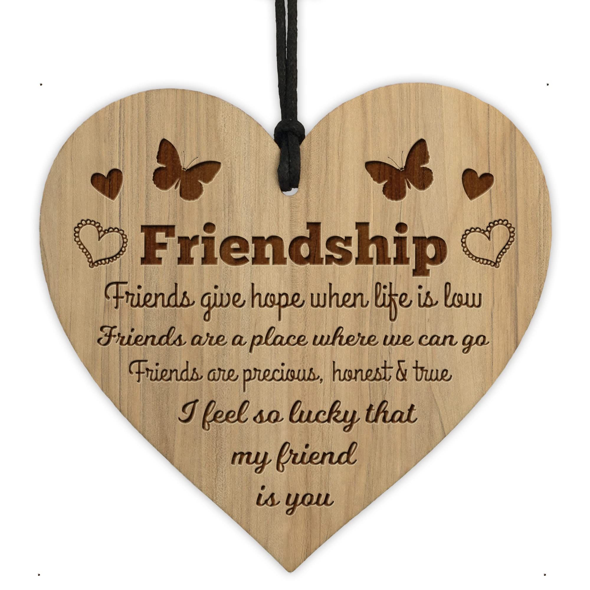 Red Ocean Friendship Gifts For Women Christmas For Best Friend Engraved Wood Heart Keepsake Gift For Her