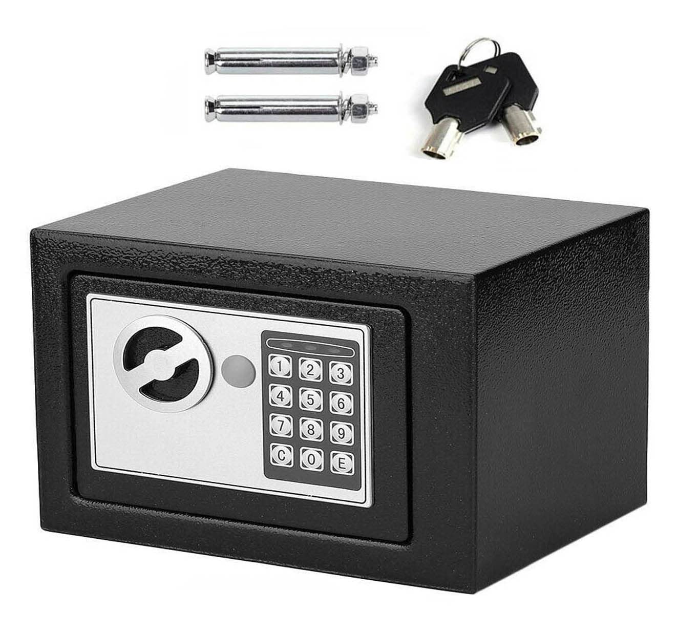 Hsha Black Hotel Safe Cash Passport Safety Box Waterproof Fireproof Safety Box For Hotel Anti-Theft Safe Box Cabinet Safes Wall Mounted Solid Steel Electronic Password Safety Box(8.5L, )