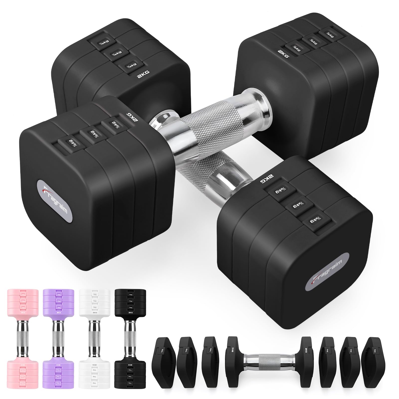 Fragraim 5 KG x 2 Adjustable Dumbbells Set for Women Men Dumbbell Set Adjust Dumbbell Weight Sets for Home Gym Exercise Workout Strength Training Equipments