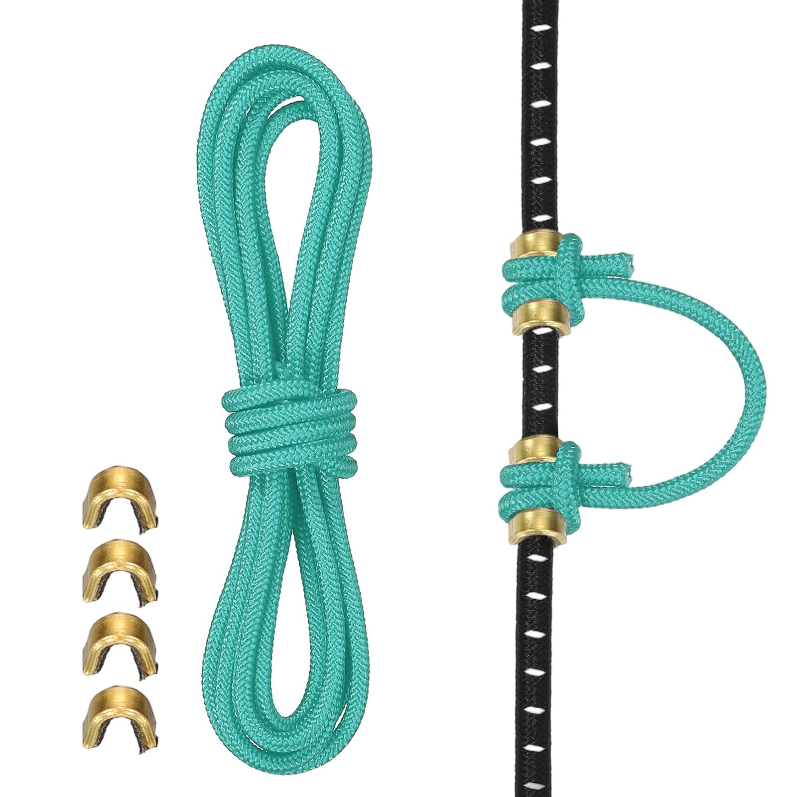 YELARXI Archery D Loop Rope, Bow String D Loop Rope Thread Release Material with Brass Nock Points 3 ft & Cyan -Fitting for (Compound Bow Strings/Archery Accessories)