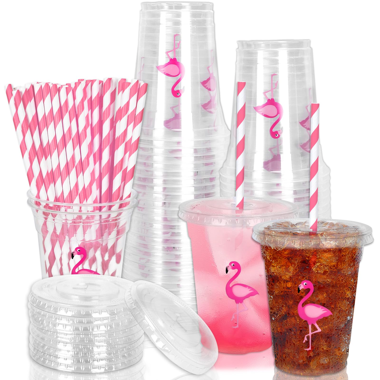 Whaline 50 Piece Flamingo Cup Set