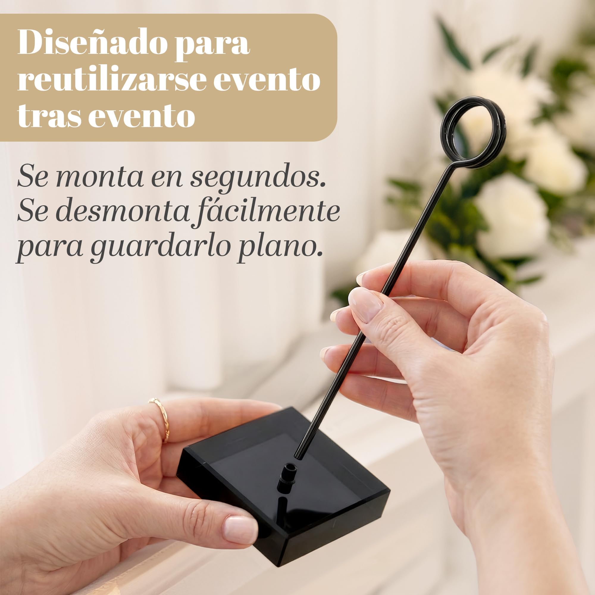 Juego de 12 soportes para números de mesa, soportes altos negros para mesas de boda, soportes de acrílico de lujo con base cuadrada de 2 pulgadas, soportes para letreros de mesa de 7.75 pulgadas para