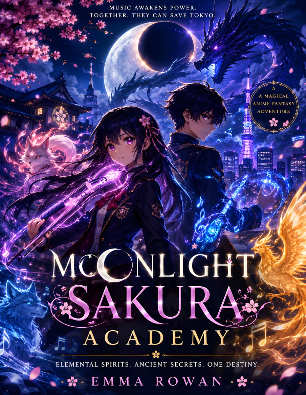 Moonlight Sakura Academy: A Magical Anime Fantasy Adventure of Elemental Spirits, Tokyo Secrets, and Ancient Dragons