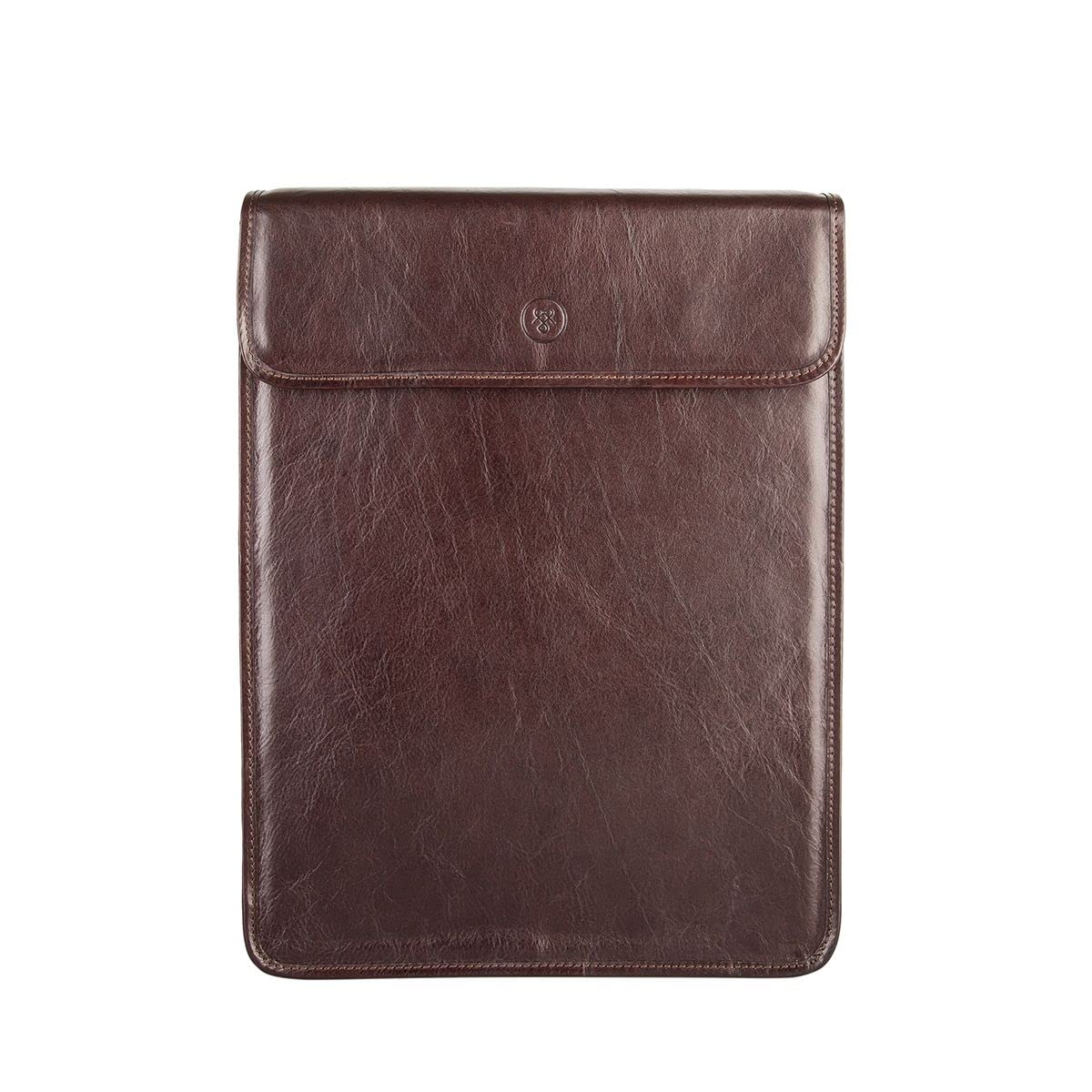 Maxwell Scott - Mens Luxury Leather Folded Shirt Holder/Carrier for Luggage - Handmade in Italy - The Sepino Dark Brown