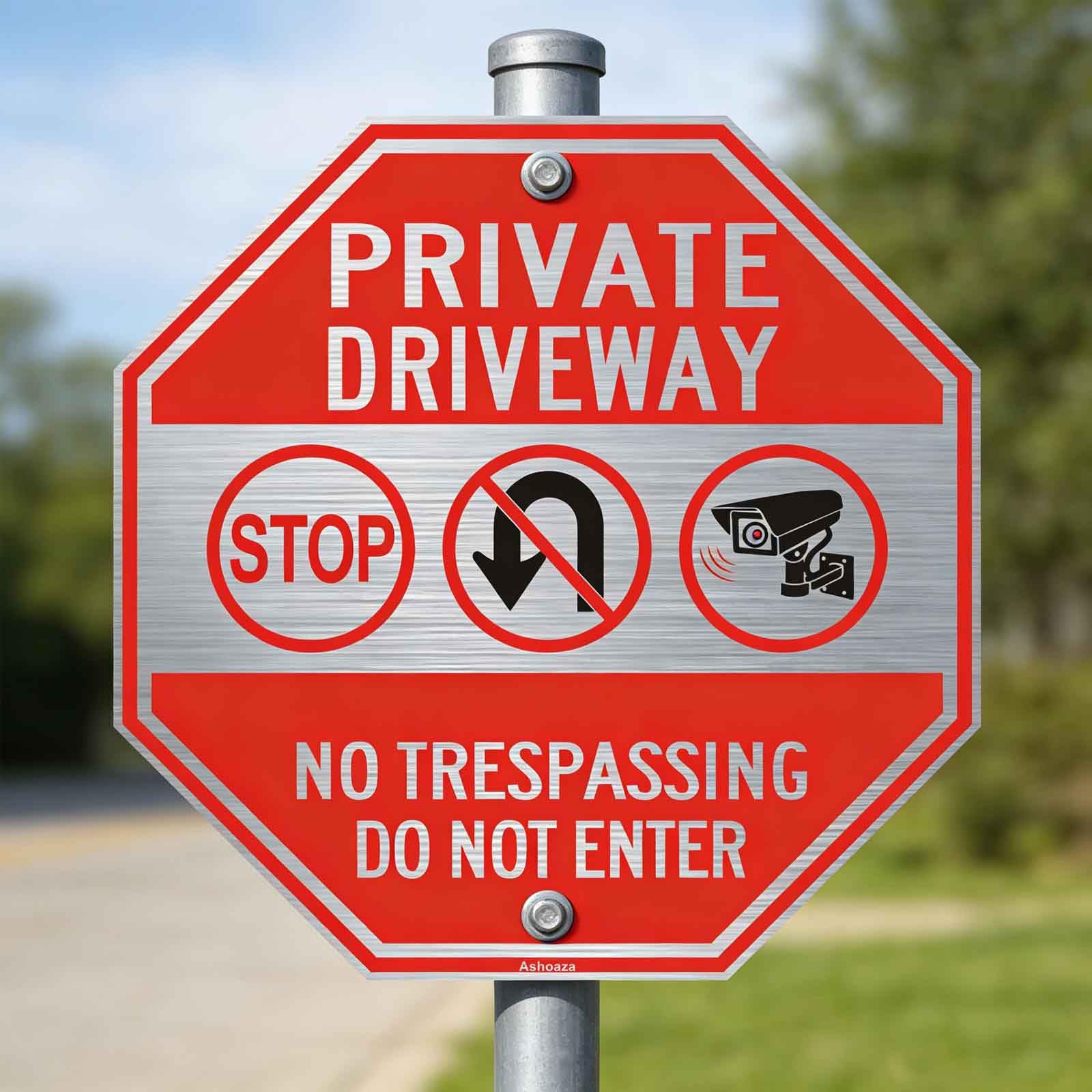 Señal de entrada privada, letrero de aluminio con texto en inglés "Private Drive No Trespassing", 12 x 12 pulgadas, octogonal de propiedad privada, no entrar, reflectante, protección UV y resistente a