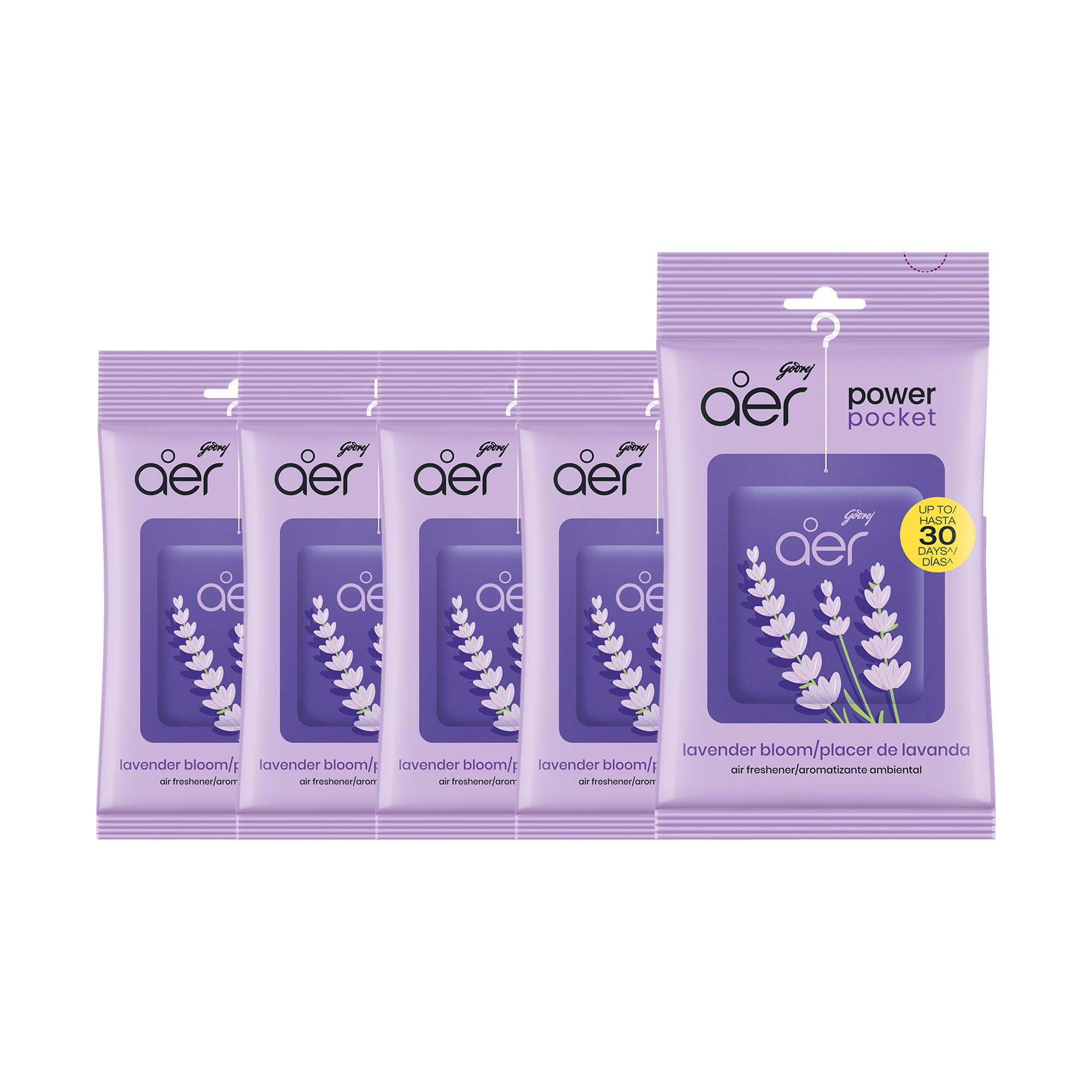 Godrej Ezee Aer Power Pocket Lavender Bloom Bathroom Fragrance 10 g, 6-Pack