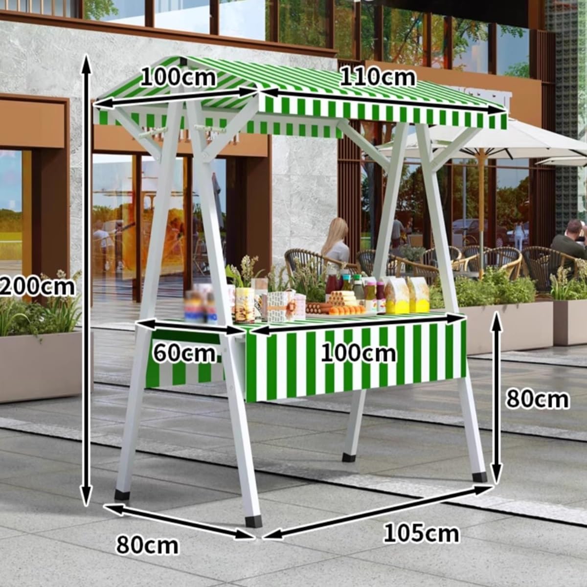 Carrelli per bancarelle del Mercato, espositori per bancarelle del Mercato per venditori ambulanti, carretto per Cibo da Strada con Ruote, Ripiani modulari Portatili, Pronti per Food Truck -