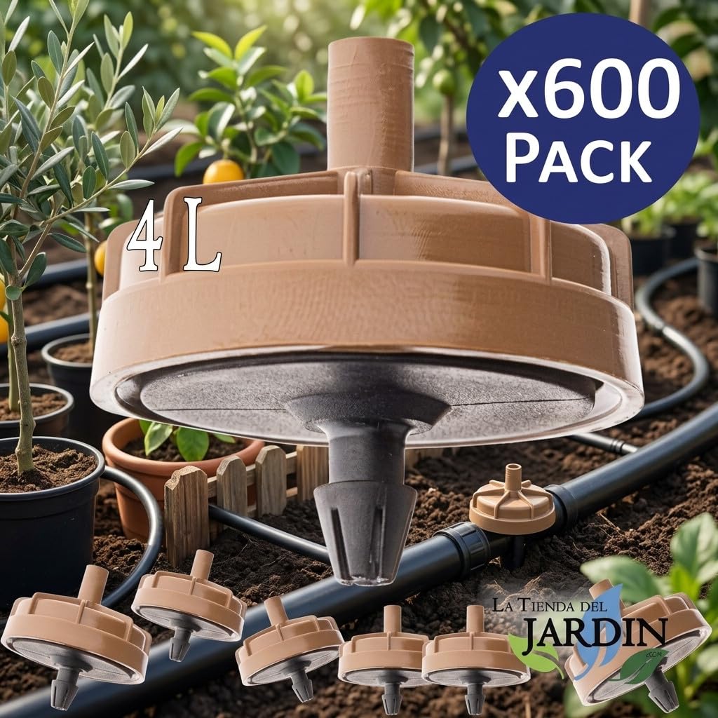 Suinga Pack 600 Goteros Autocompensantes 4 L/h | Goteros Seta No Desmontables para Riego | Uso en Plantas, Agricultura y Jardín | Compatibles con Tubería de 16 mm | Riego Preciso, Uniforme y Eficiente