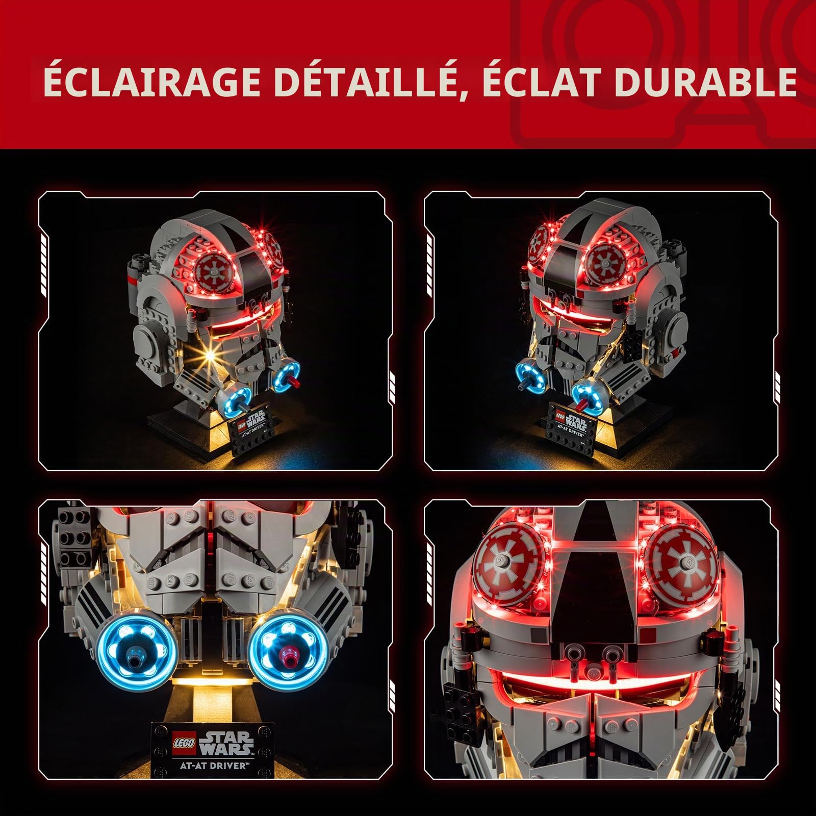 BRIKSMAX Kit d'éclairage pour casque de pilote Lego-75429 AT-AT - Éclairage LED compatible avec Lego Star Wars - Kit Lego non inclus