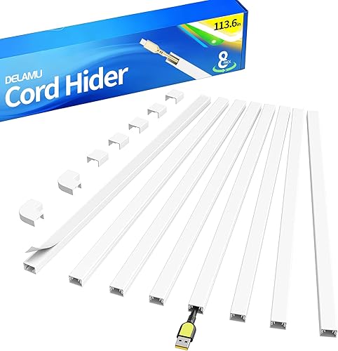 Miniatura 11 de Delamu Ocultador de cable de TV de 34 pulgadas, cubiertas de cable para cables en la pared, ocultadores de cables pintables, cubiertas de alambre