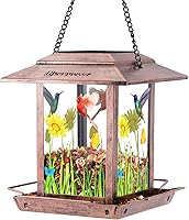 DesGully Solar Metal Bird Feeder for Outside - 2.5 lbs Capacity, Weatherproof Chew-Proof Hanging Lantern for Garden Yard Birds