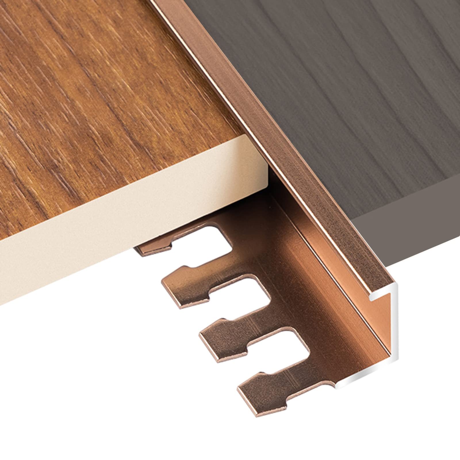 Remys Rose Gold Waterproof Cuttable Thresholds Reducer Wood To Tile,Flooring Transition Strip For Front Door Doorway, 35/39/47/55/59 Inch Long Edge Trim(,130Cm/51.2In)