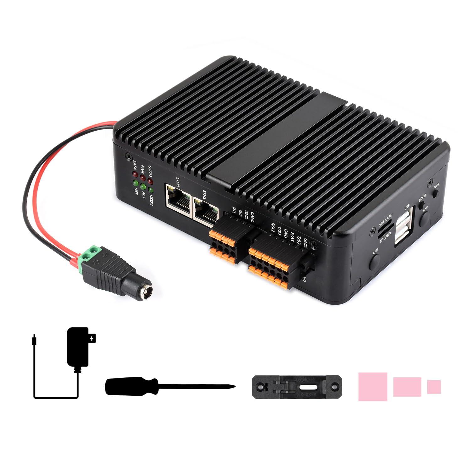 Waveshare IPCBOX-CM5-B(2xRS485 & 2xRS232), Gigabit/2.5G Dual Ethernet Industrial Computer Based On Raspberry Pi CM5(NOT Included), Support 4K Display Output and 4G/5G Module, For All Compute Module 5
