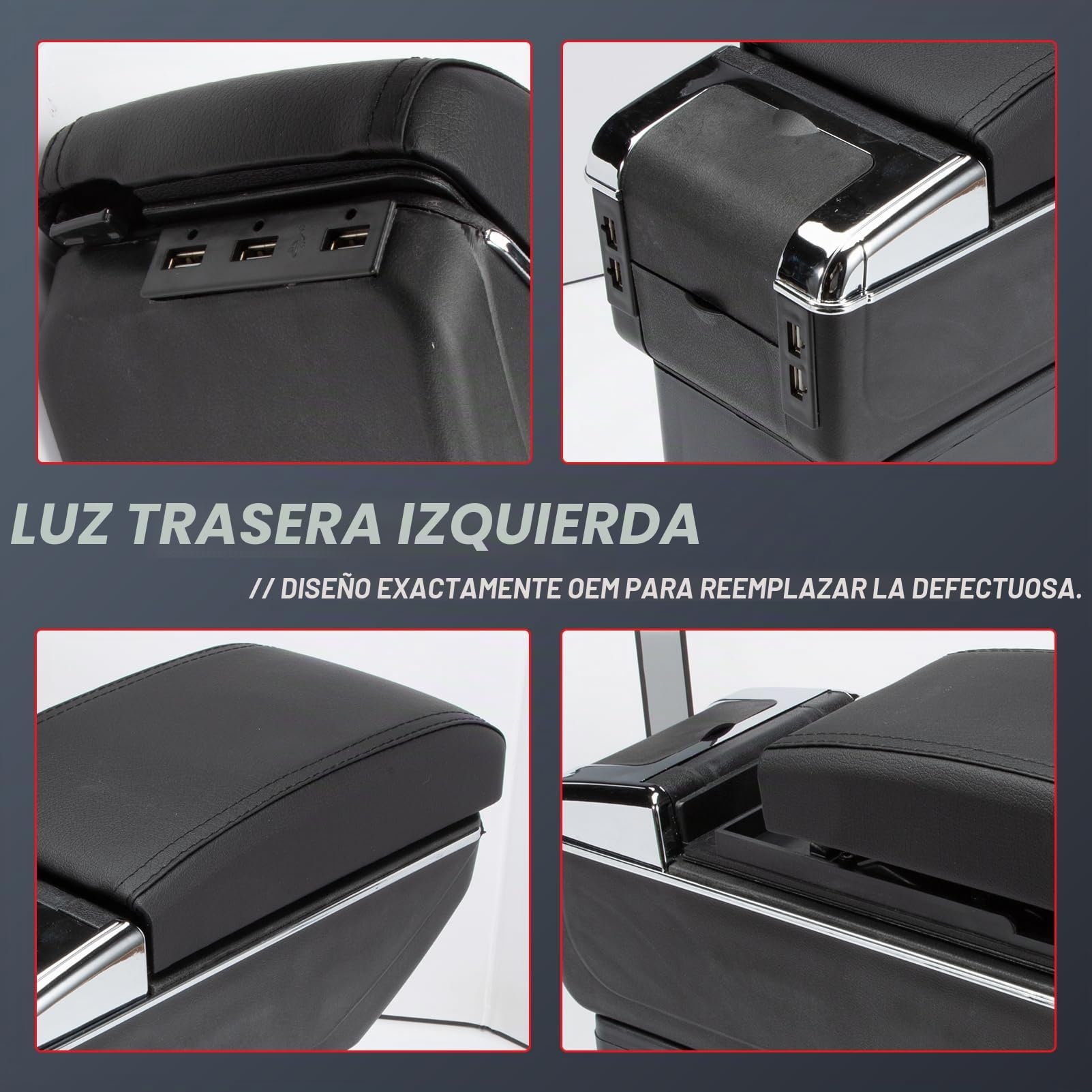 Caja de Almacenamiento reposabrazos pour Fiesta 2009-2017 Avec 7 Ports USB accoudoir Central