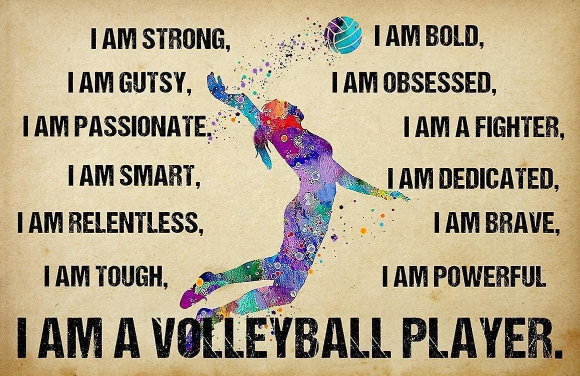 Jigsaw Puzzles 1000 Pieces Girl I Am Strong I Am Gusty I Am A Volleyball Player Tin Metal Plaque Art Hanging Iron Painting Retro Home Kitchen Garden Garage Educational Puzzle Family Game Gift