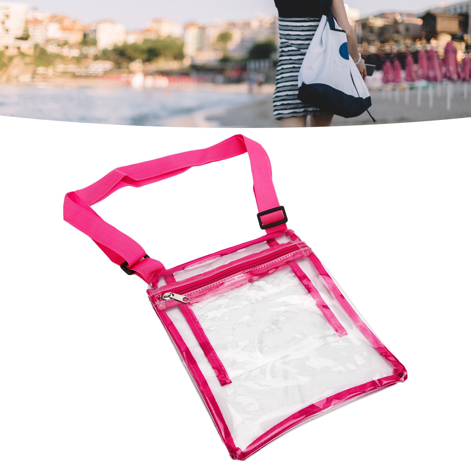 Borsa Trasparente in PVC con Tracolla Regolabile, Borsa a Tracolla Trasparente Impermeabile per Concerti, Eventi Sportivi, Shopping, Viaggi