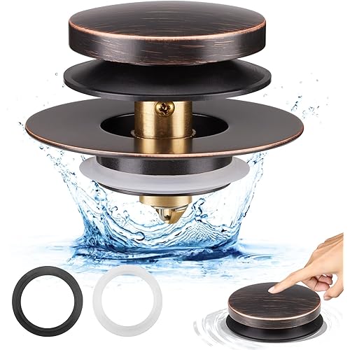 Bathtub Drain Stopper, Uxoz Universal Tub Stopper for Replacing Tip Toe/Trip Lever/Lift&Turn Tub Drain, Bath Tub Drain Stoppers Desiged for 1.5" to1.72 Drain Hole with 3 O-Rings, Oil Rubbed Bronze