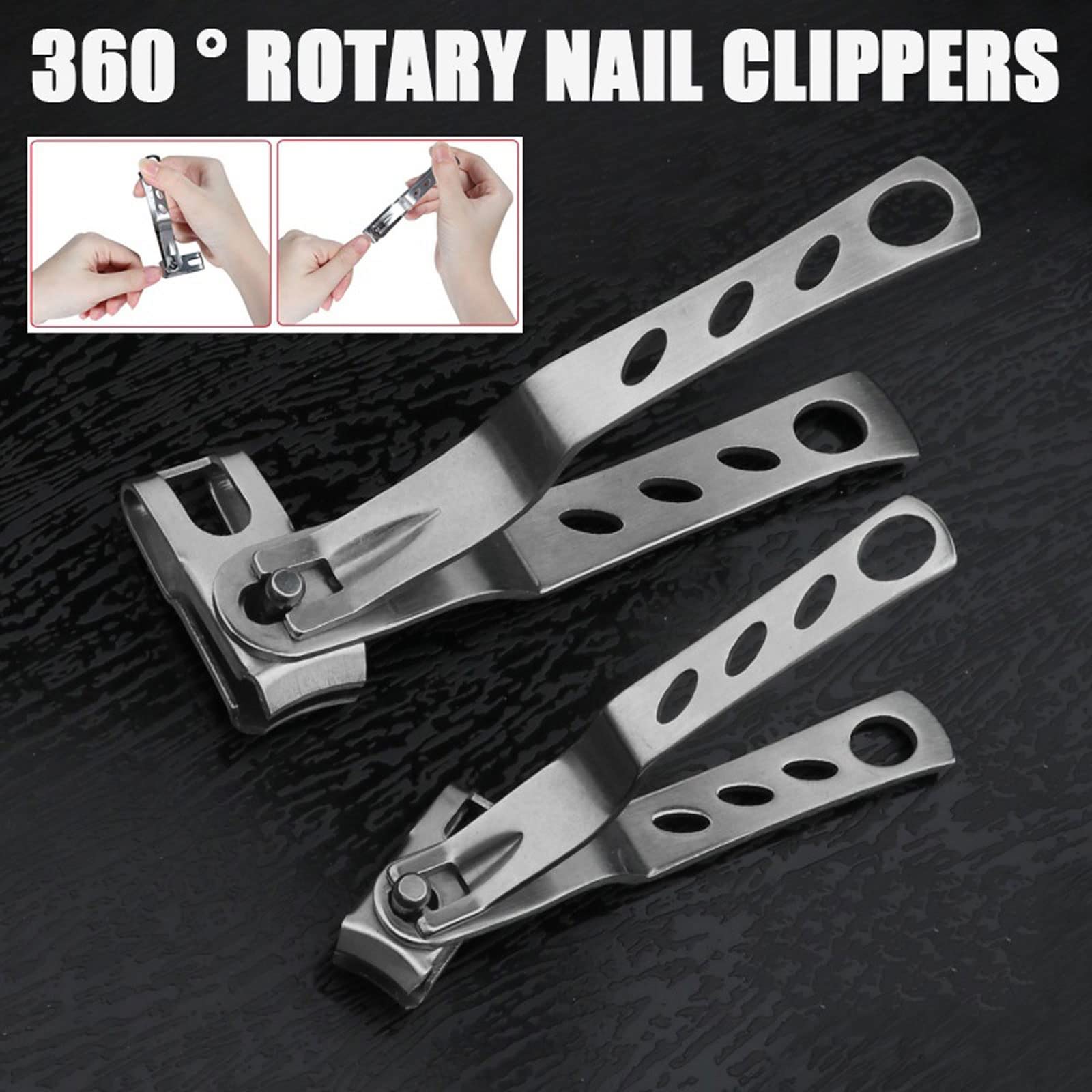 Nagelknipser, 360° drehbarer Nagelknipser, Edelstahl, Fingernagel-Rotationsschneiderkopf, Nagelschneider for Männer und Frauen
