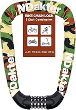 NDakter Bike Lock, 5 Digit Combination Heavy Duty Anti Theft Bicycle Chain Lock, 2.62/3.2/4.27/5/6Ft Long, High Security Resettable, Suitable for Bike, Scooter, Door, Gate, Fence-4/6mm Thick