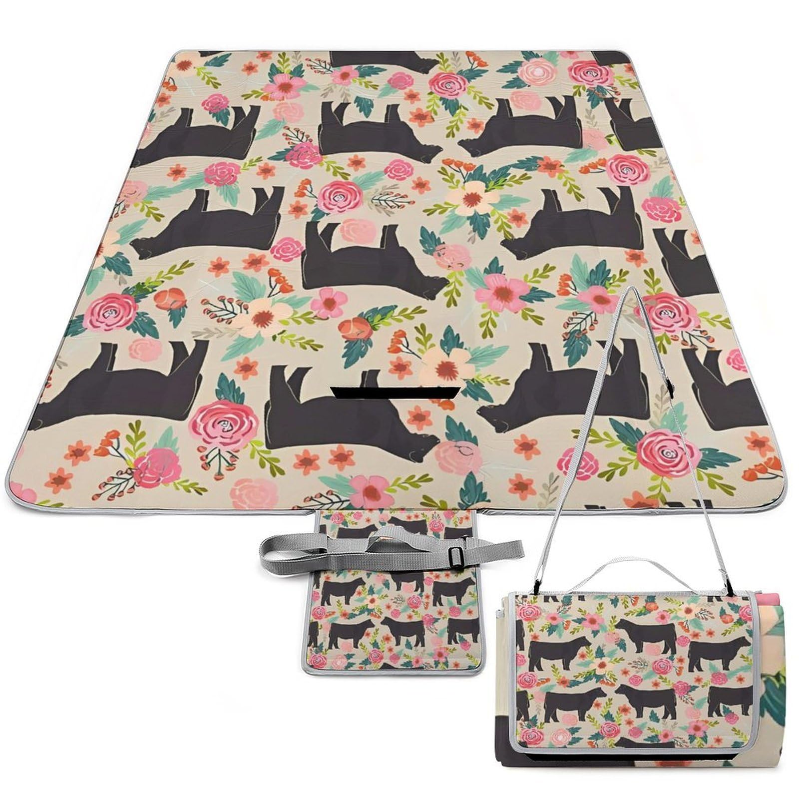 Couverture de pique-nique imperméable tapis de sol de camping isotherme avec poignée