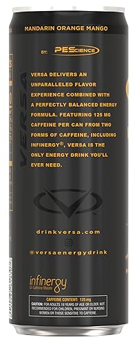 Miniatura 8 de VERSA Energy by PEScience, bebida energética sin azúcar, 125 mg de cafeína, perfectamente carbonatada, mango de naranja mandarina, caja de 12